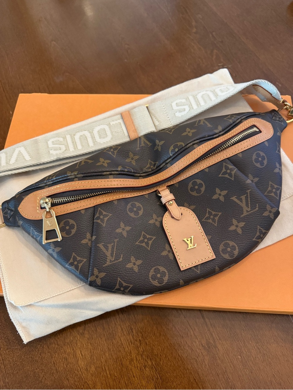 Louis Vuitton Monogram Canvas Belt Bag with Natural Leather Trim